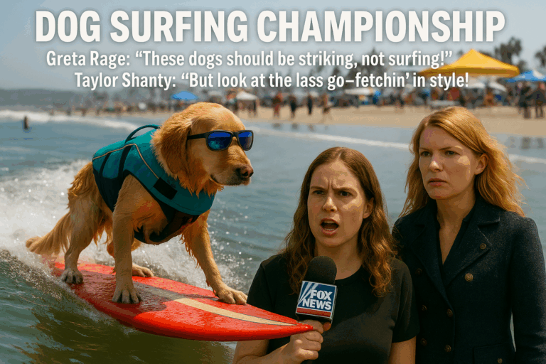 Greta and Taylor at the Dog Surfing Championship