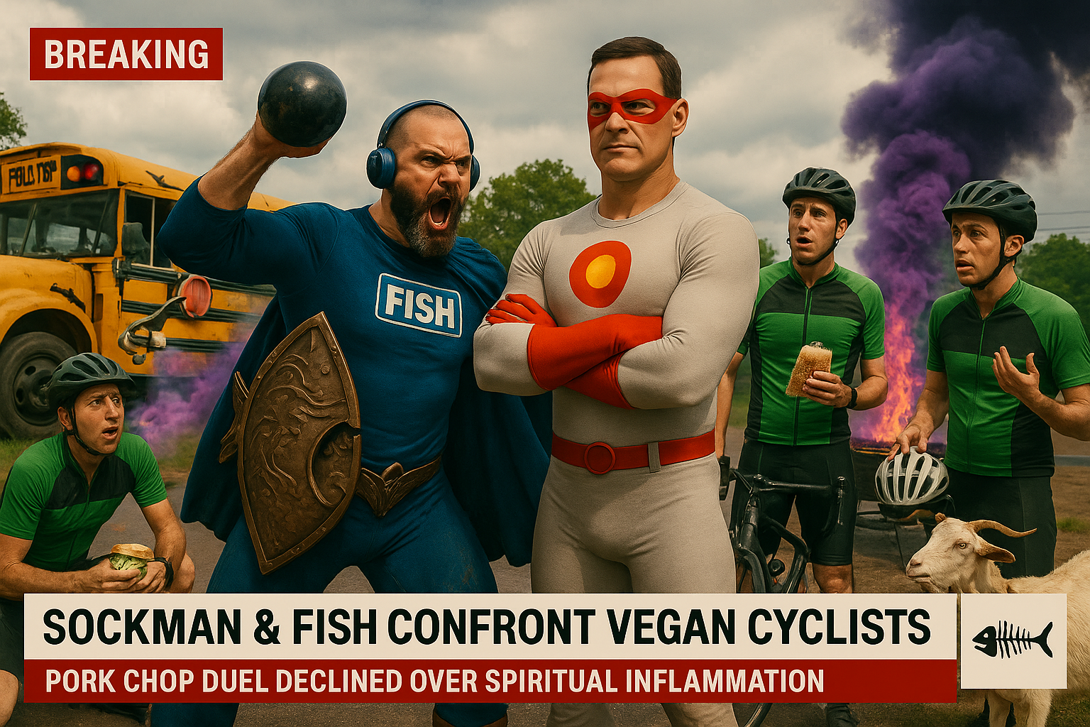 Sockman and Fish challenge Vegans to a pork chop duel