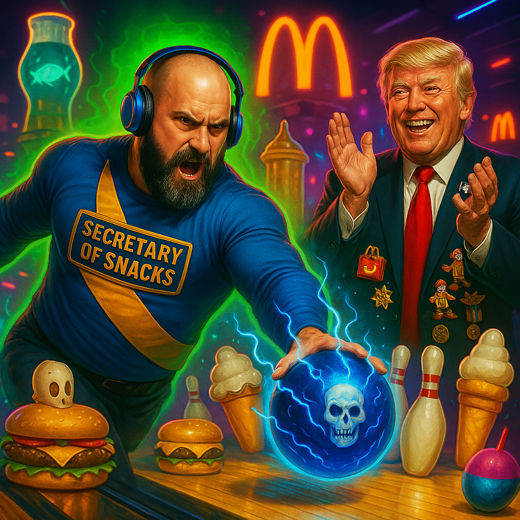 I'm bowling, but its not proper bowls, damm you President Crump